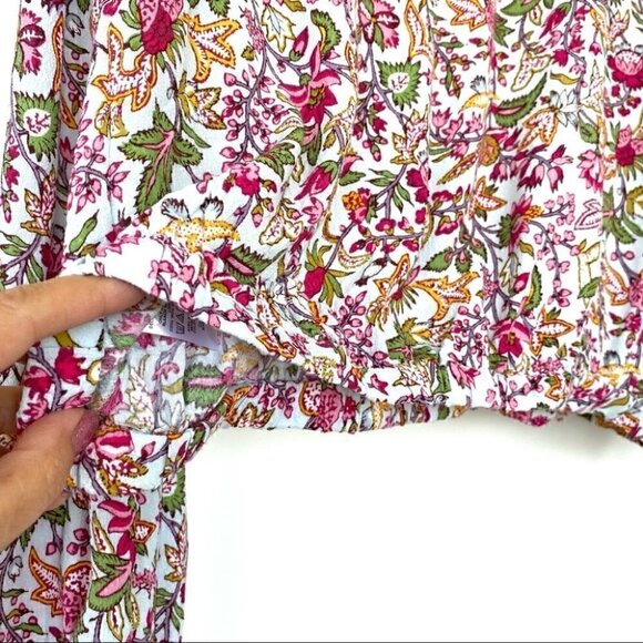 LOFT popover top with long  sleeves and v-back, loose fit, floral - Picture 5 of 8